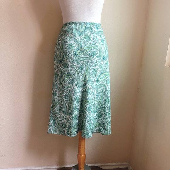 Ann Taylor Silk Paisley Bias Skirt - Picture 2 of 3